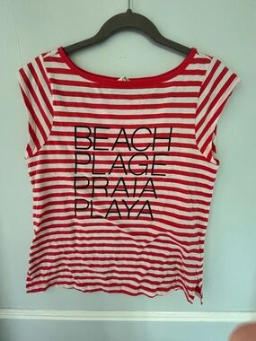 Lole Red & White Striped Beach Graphic Tee